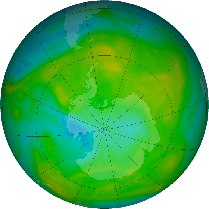 Antarctic ozone map for 20 January 1980